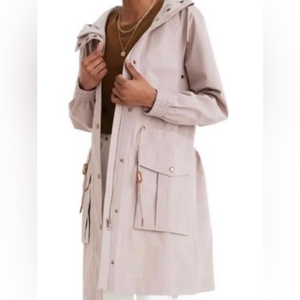 Madewell hooded anorak rain coat light mauve